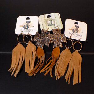 Lot 3 New Jewelry Junkie Suede Leather & Limited Edition Fringe Earrings Bundle